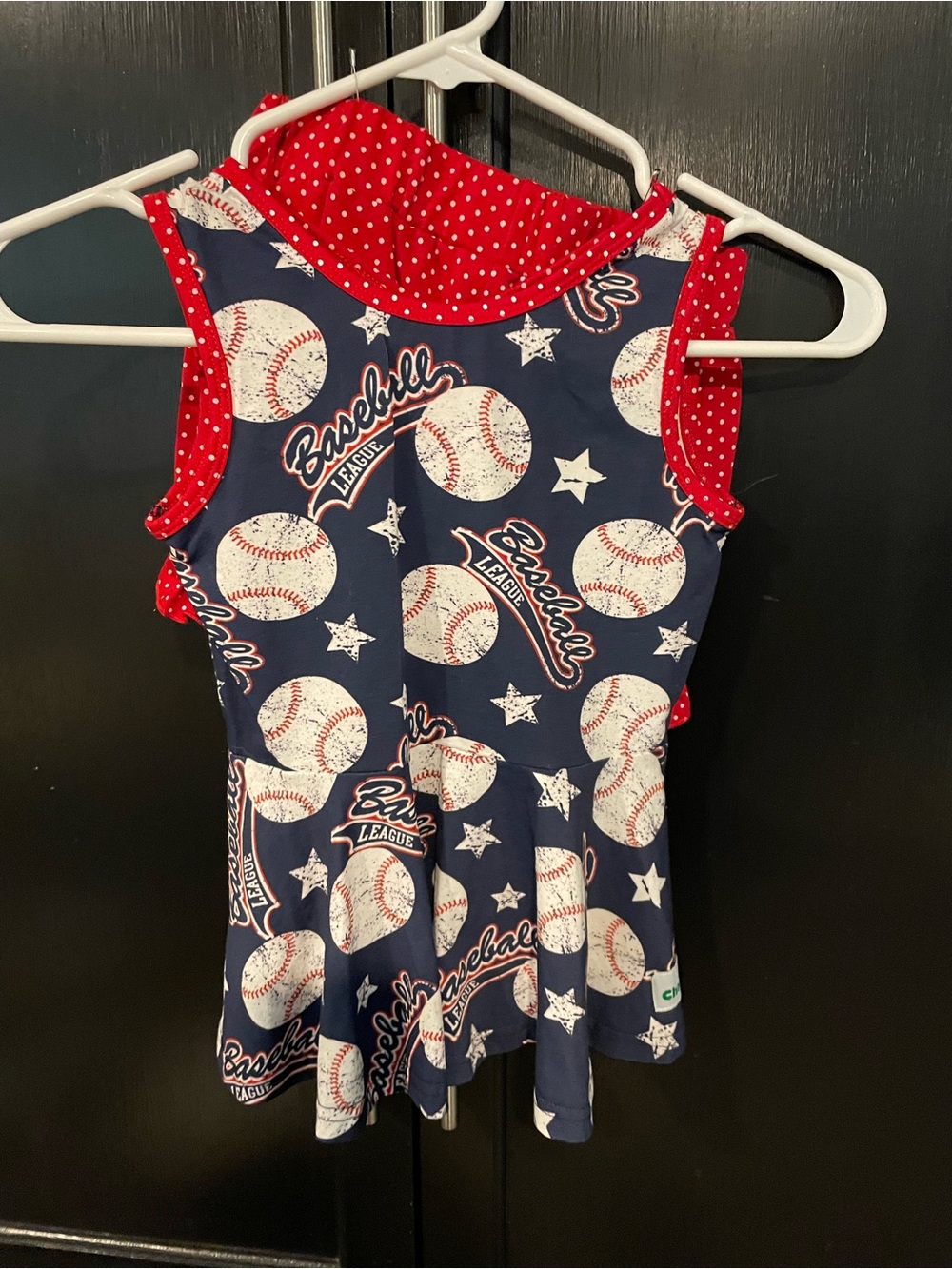 Girls Navy Baseball Print Tank Top with matching shorts set